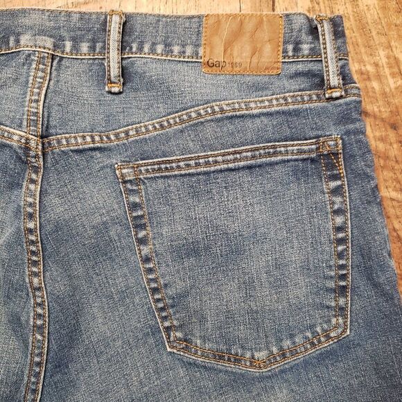 Gap 1969 Men Blue Jean Shorts Size 36 - Picture 5 of 8